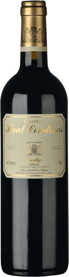 Eine Flasche Rotwein mit einer goldenen Kappe und einem etikettierten, hellen Hintergrund. Der Wein hat eine schlanke, elegante Form und steht vor einem neutralen Hintergrund.
