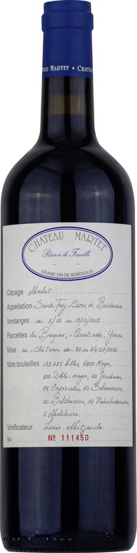 Château Martet SCEA Réserve De La Famille Rouge 2020 0 Sainte-Foy Côtes de Bordeaux Rotwein