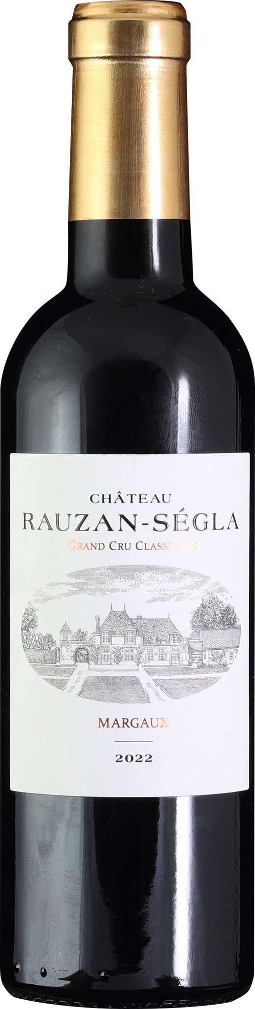 Ein eleganter Rotwein in einer schlichten Flasche mit goldener Kapsel. Das Etikett zeigt den Namen und die Herkunft des Weins, umgeben von einem minimalistisch gestalteten Design.
