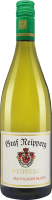 Eine Flasche Weißwein mit grünem Schraubverschluss. Das Etikett trägt den Namen -Graf Neipperg-, die Sorte -Sauvignon Blanc- und ein Wappen. Der Hintergrund ist hell.