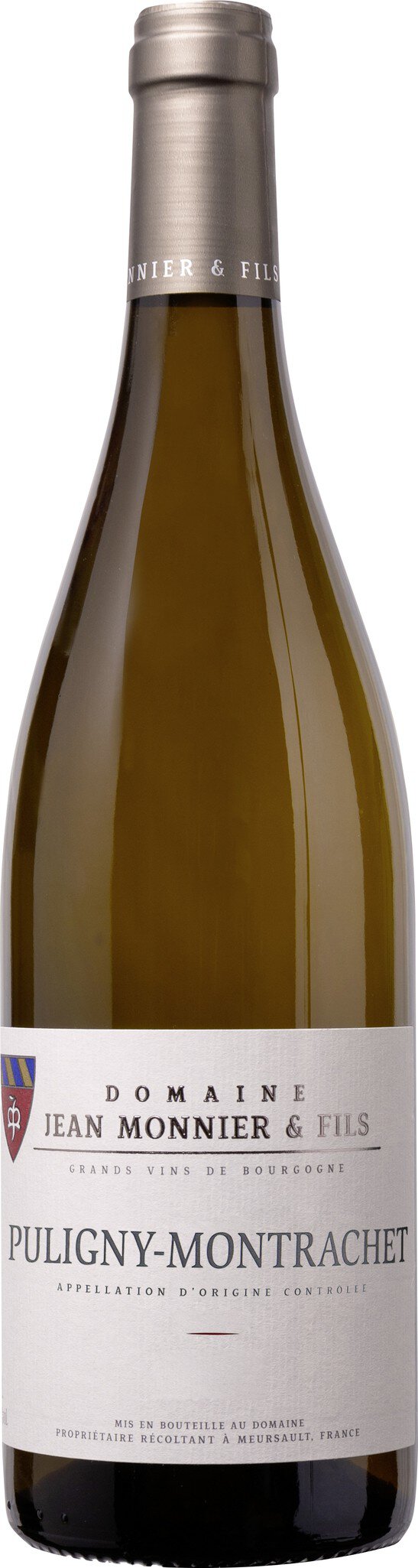 Eine Weinflasche aus hellgrünem Glas. Der Flaschenhals hat eine schlichte silberne Kapsel, während das Etikett klare Schriftzüge und Informationen über den Wein zeigt.