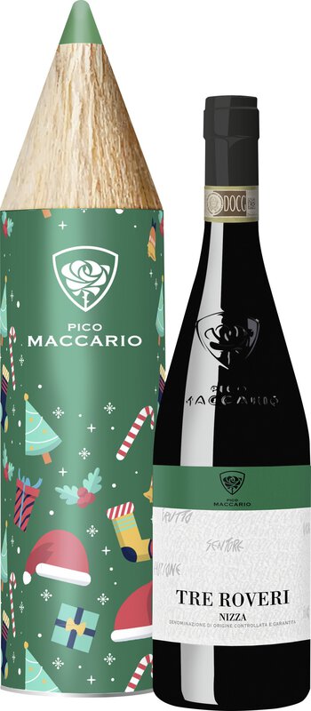 Pico Maccario Tre Roveri in X-mas Geschenkverpackung 2020 0.75 l Piemont Rotwein