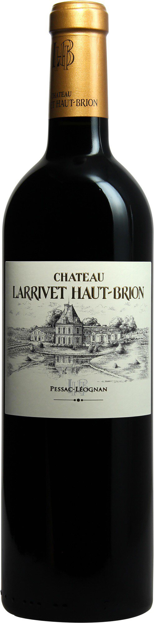 Eine Flasche Rotwein mit einem langen, schlanken Körper und einem goldenen Korken. Das Etikett zeigt eine kunstvolle Darstellung mit einem Schriftzug, der den Wein bezeichnet.