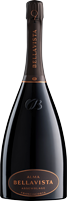 Eine elegante Flasche Champagner mit dunkler, glänzender Oberfläche und einem schmalen Hals. Das Etikett ist in Brauntönen gehalten, mit einem stilvollen Schriftzug.