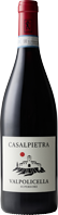 Eine Flasche Rotwein mit einem modernen Etikett. Das Etikett hat eine auffällige Schrift und Grafiken in Schwarz und Weiß, der Korken ist rot.