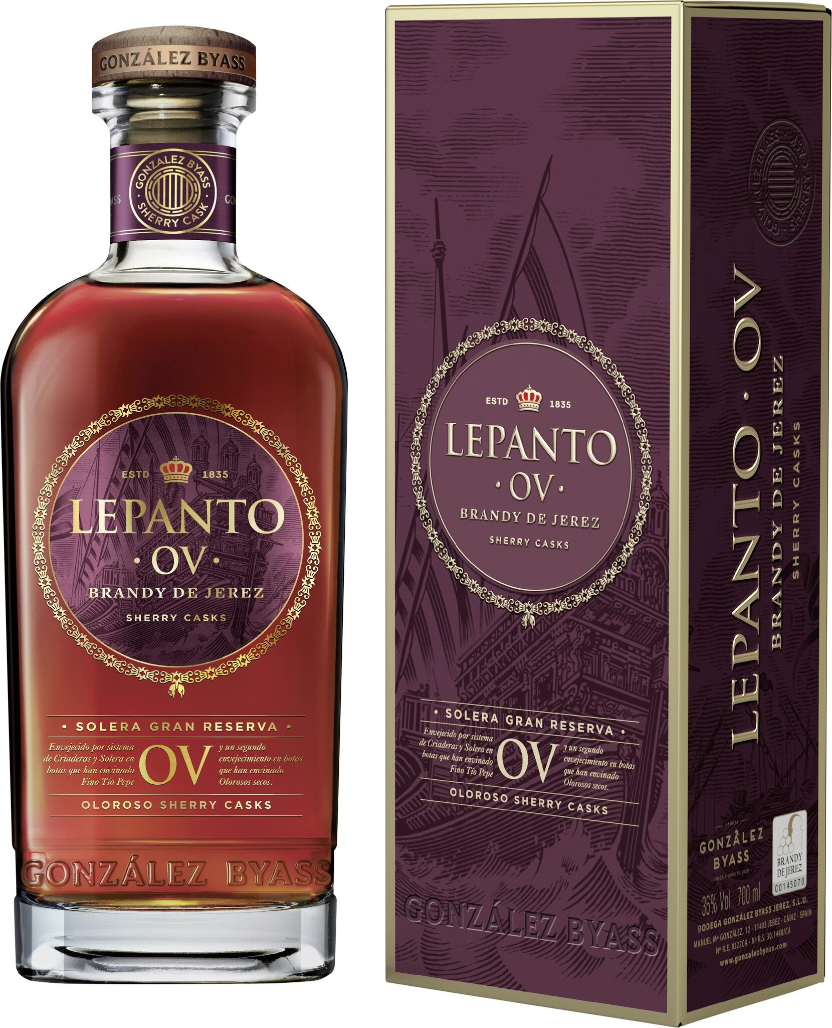 Weinbrand, Glasflasche, Geschenkbox, braune Spirituose, XO