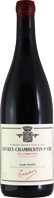 Eine Weinflasche mit einem langen, schmalen schwarzen Körper und einem roten Korken. Das Etikett ist hell mit schwarzer Schrift, die Informationen über den Wein enthält.