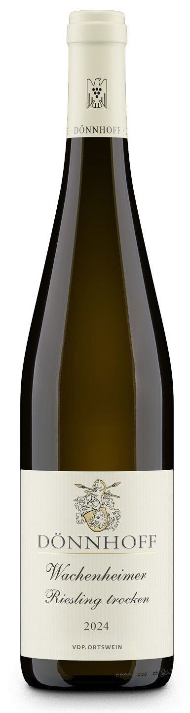 Eine Weinflasche mit einem schlanken, klaren Design. Die Flasche hat ein helles Etikett, auf dem der Name des Weins und die Jahrgangsinformationen gedruckt sind.